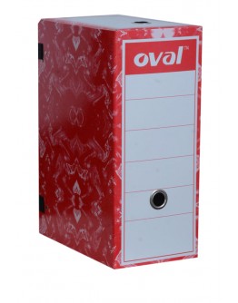 BOITE-ARCHIVE-CARTONNE-PLASTIFIE-DOS-DE 15 ROUGE - OVAL