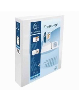 Classeur Exacompta Pvc blanc personnalisable à 4 anneaux dos 90