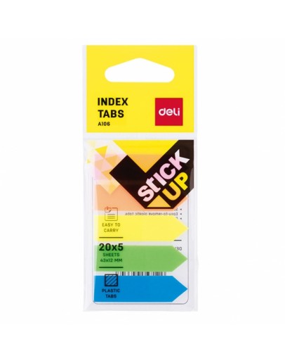 DELI FILM INDEX FLECHE 43X12MM 20FEUILLES COULEURS ASSORTIES