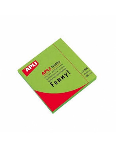 Bloc notes Apli 75x75 mm vert brillant 100 feuilles