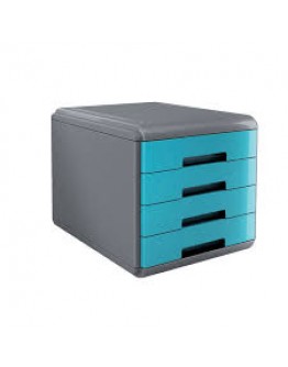 Bloc de 4 tiroirs transparent  bleu Arda