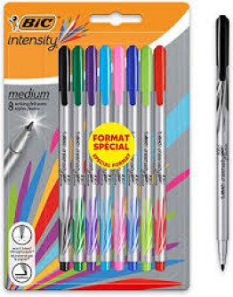 Pack de 8 stylos point fine BIC intensity couleurs assorties