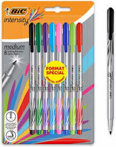Pack de 8 stylos point fine BIC intensity couleurs assorties
