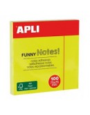 Bloc notes Apli 75x75 mm jaune brillant 100 feuilles