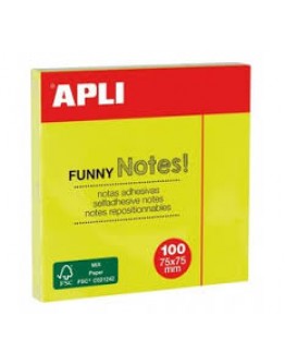 Bloc notes Apli 75x75 mm jaune brillant 100 feuilles